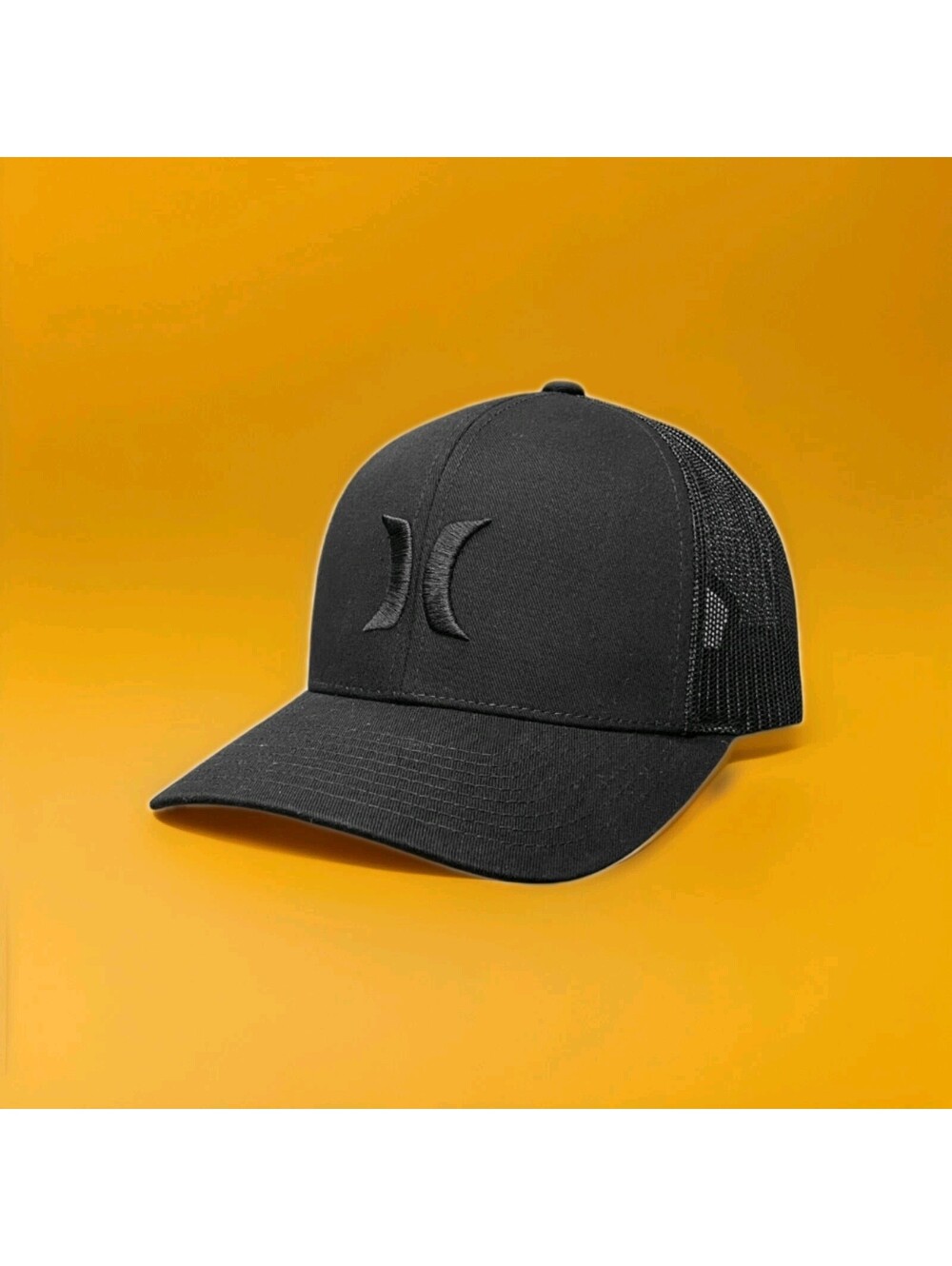 Hurley Iconic Logo Snapback  Trucker Hat Black Color Back Mesh